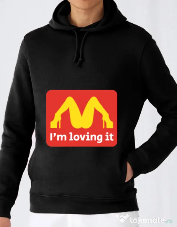 Hoodie barbat cu gluga I'm loving it Negru