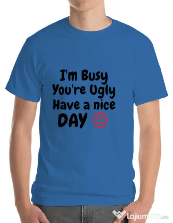 Tricou ADLER barbat I am busy Albastru azuriu