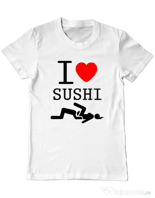 Tricou ADLER barbat I love sushi Alb
