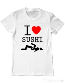 Tricou ADLER barbat I love sushi Alb