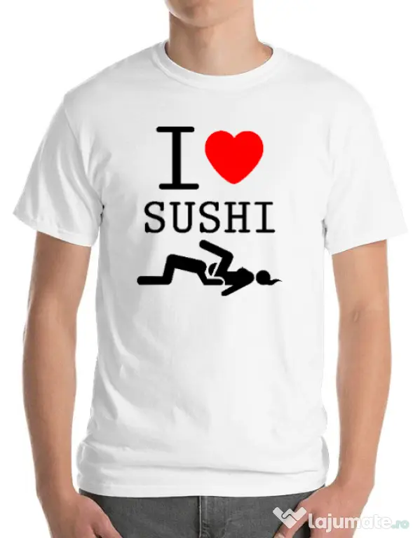 Tricou ADLER barbat I love sushi Alb