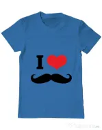 Tricou ADLER barbat I love moustaches Albastru azuriu