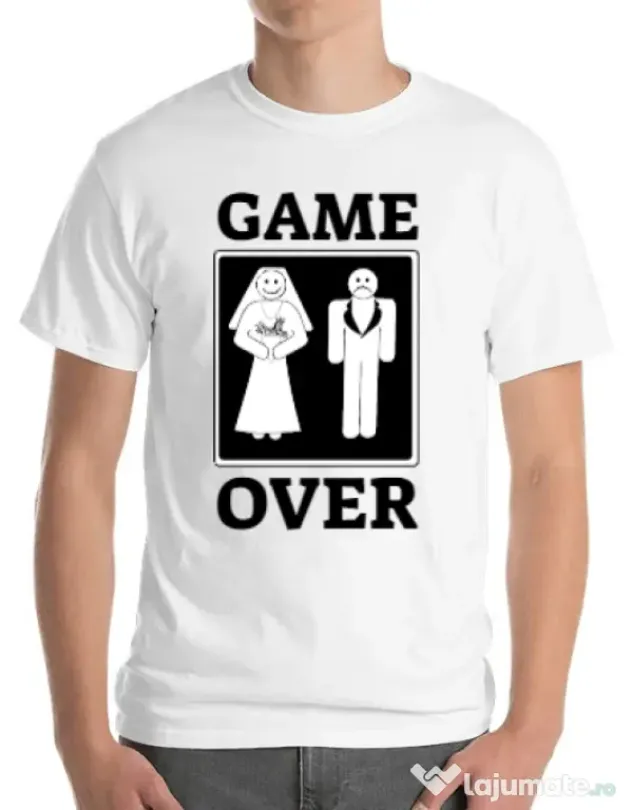 Tricou ADLER barbat Game over Alb