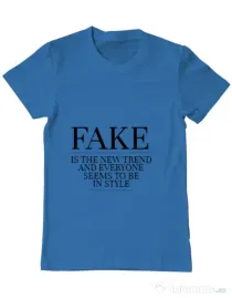 Tricou ADLER barbat Fake is the new trend Albastru azuriu
