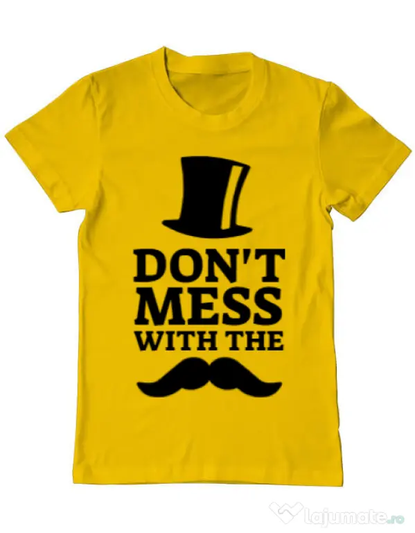 Tricou ADLER barbat Do not mess with the moustache Galben