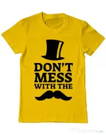 Tricou ADLER barbat Do not mess with the moustache Galben