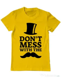 Tricou ADLER barbat Do not mess with the moustache Galben