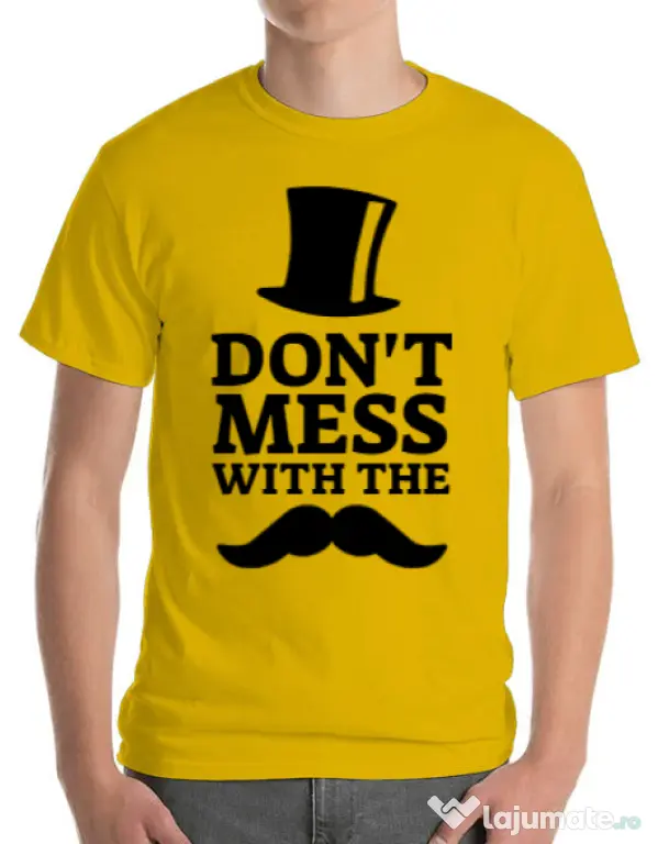 Tricou ADLER barbat Do not mess with the moustache Galben