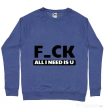 Bluza ADLER barbat All i need is U Albastru melanj