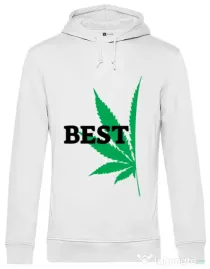 Hoodie barbat cu gluga Best buds 1 Alb