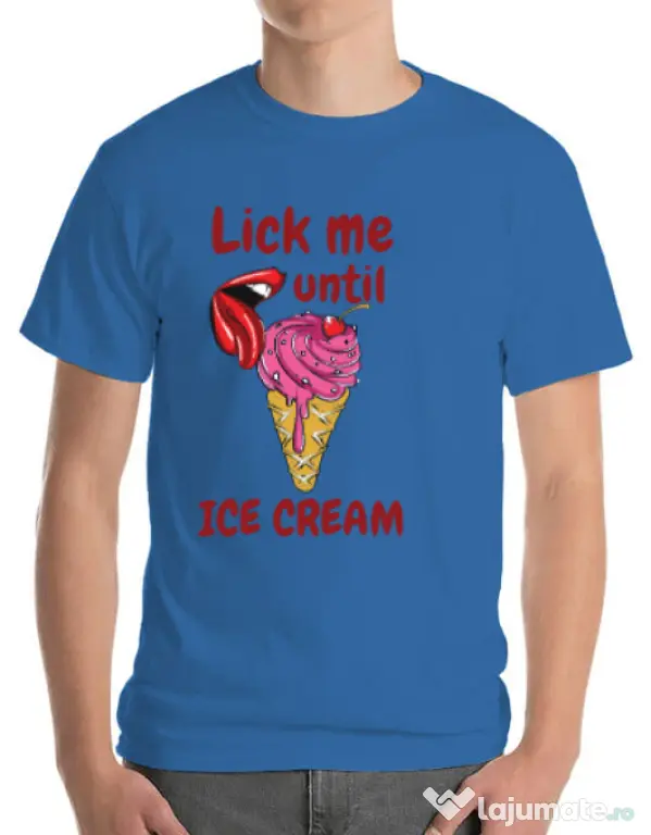 Tricou ADLER barbat Lick me until ice cream Albastru azuriu