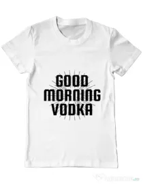 Tricou ADLER barbat Good morning vodka Alb