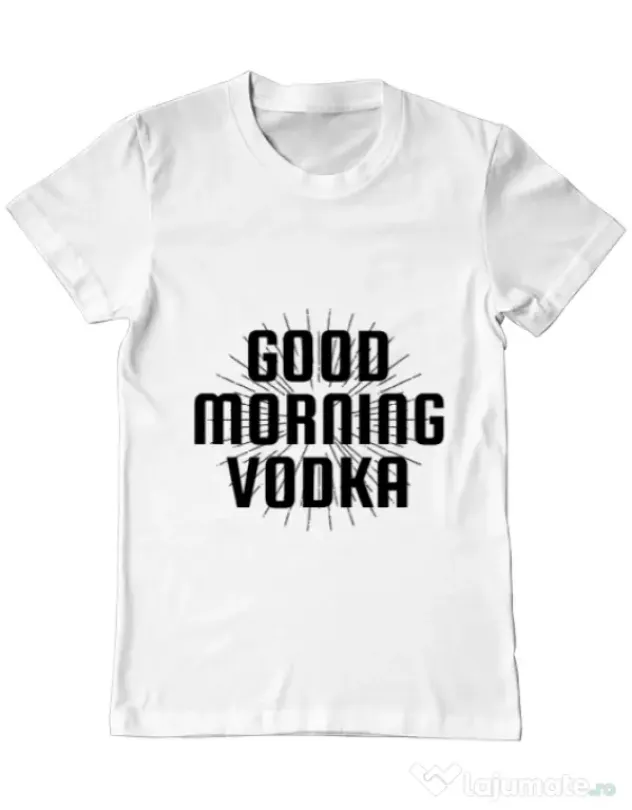 Tricou ADLER barbat Good morning vodka Alb