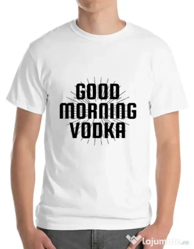 Tricou ADLER barbat Good morning vodka Alb