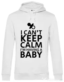 Hoodie barbat cu gluga I am having a baby Alb