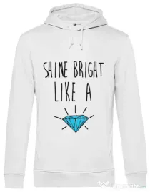 Hoodie barbat cu gluga Shine bright like a diamond Alb