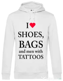 Hoodie barbat cu gluga I love shoes Alb