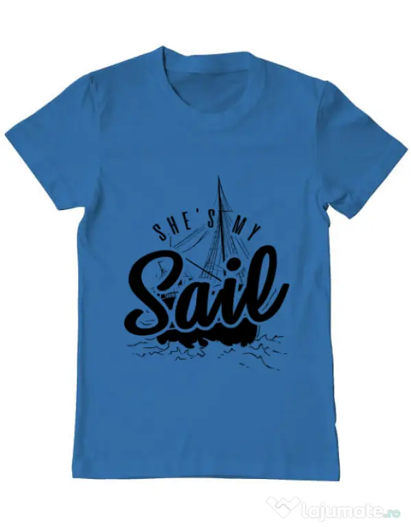 Tricou ADLER barbat She s my sail Albastru azuriu