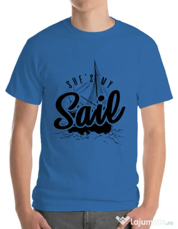 Tricou ADLER barbat She s my sail Albastru azuriu
