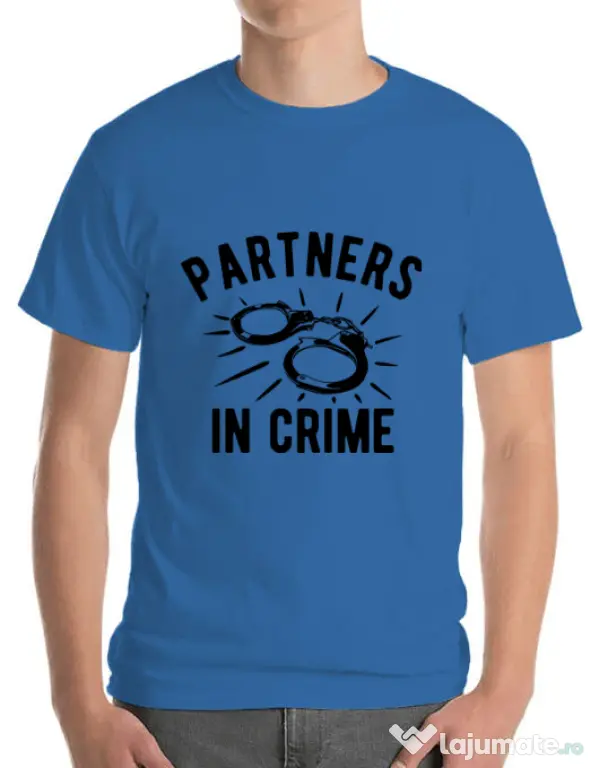 Tricou ADLER barbat Partners in crime 1 Albastru azuriu