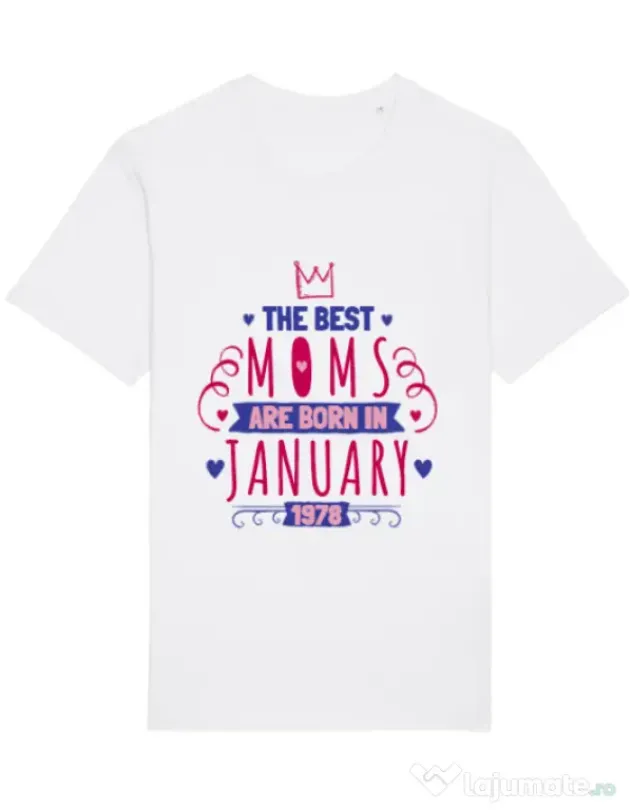 Tricou STANLEY STELLA barbat The best moms January Alb