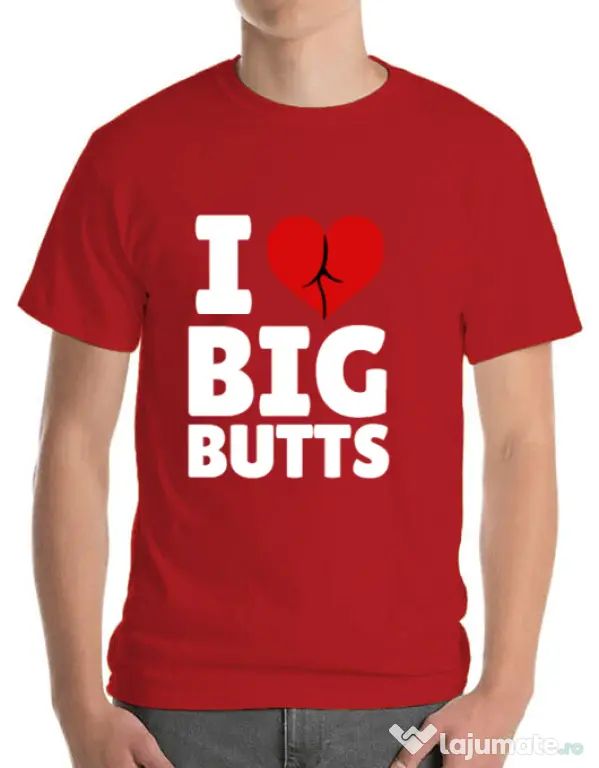 Tricou ADLER barbat I love big butts Rosu
