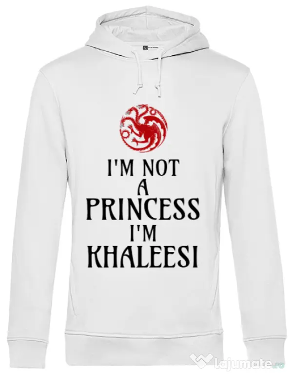 Hoodie barbat cu gluga I'm Khaleesi Alb