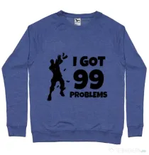 Bluza ADLER barbat I got 99 problems Fortnite Albastru melanj