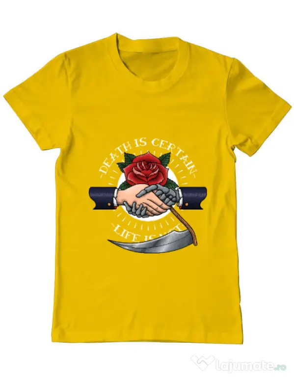 Tricou ADLER barbat Death is certain Galben