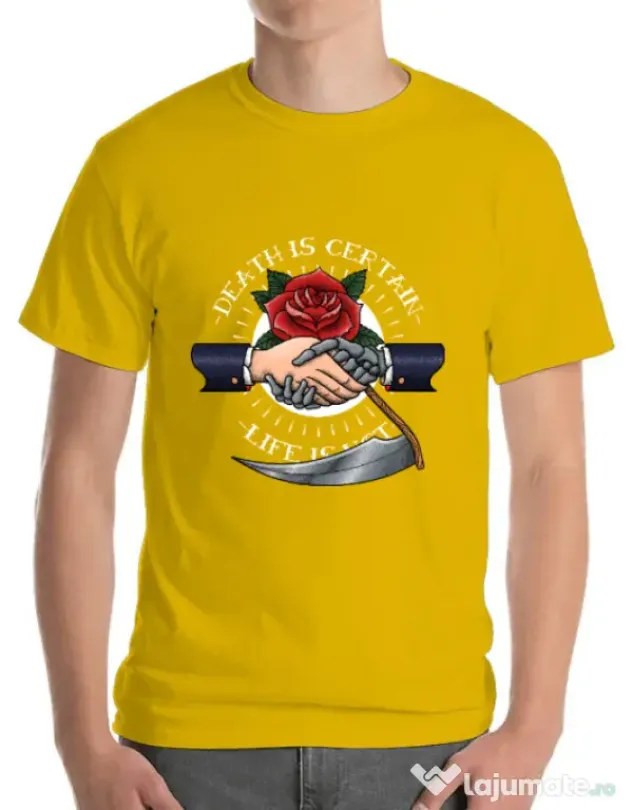 Tricou ADLER barbat Death is certain Galben