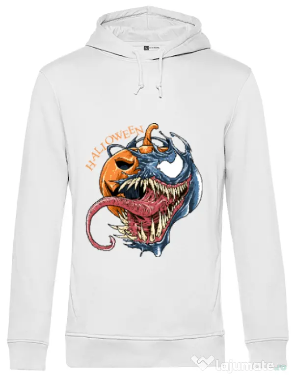 Hoodie barbat cu gluga Halloween Venom Alb