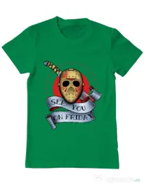 Tricou ADLER barbat See you on friday Verde mediu
