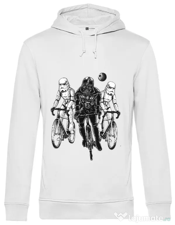 Hoodie barbat cu gluga Star bikers Alb