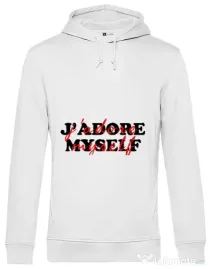 Hoodie barbat cu gluga I love myself Alb