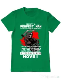 Tricou ADLER barbat I am not a perfect man Verde mediu
