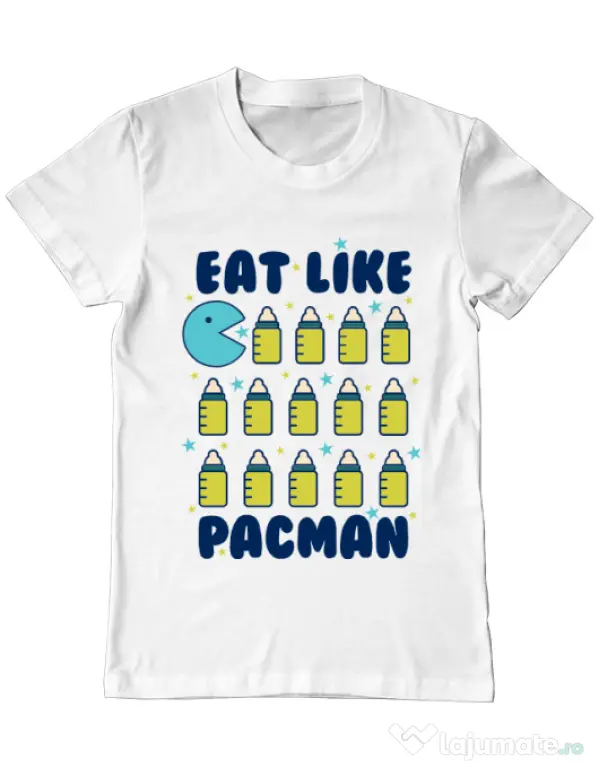 Tricou ADLER barbat Eat Like Pacman Alb
