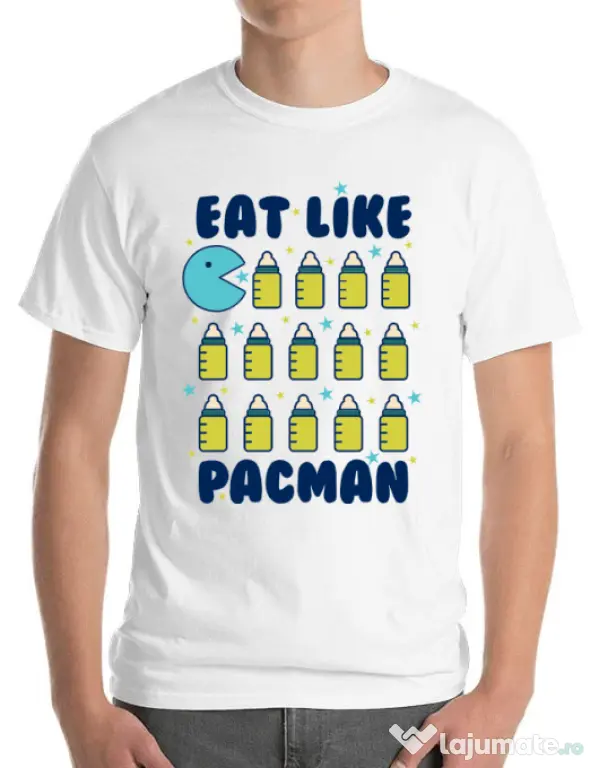 Tricou ADLER barbat Eat Like Pacman Alb