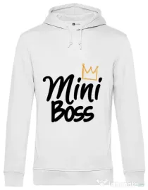 Hoodie barbat cu gluga Mini boss Alb