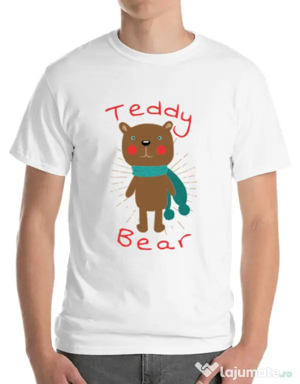Tricou ADLER barbat Teddy bear Alb