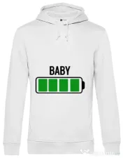 Hoodie barbat cu gluga Baby battery Alb