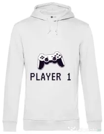 Hoodie barbat cu gluga Player 1 Alb