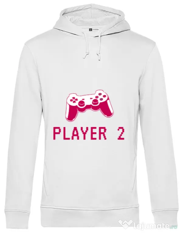 Hoodie barbat cu gluga Player 2 Alb