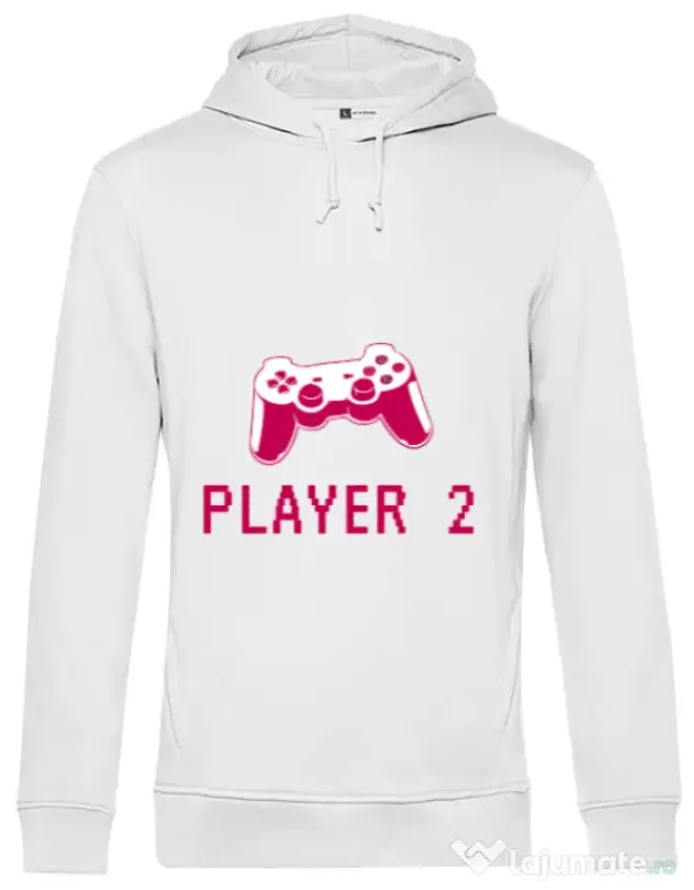 Hoodie barbat cu gluga Player 2 Alb