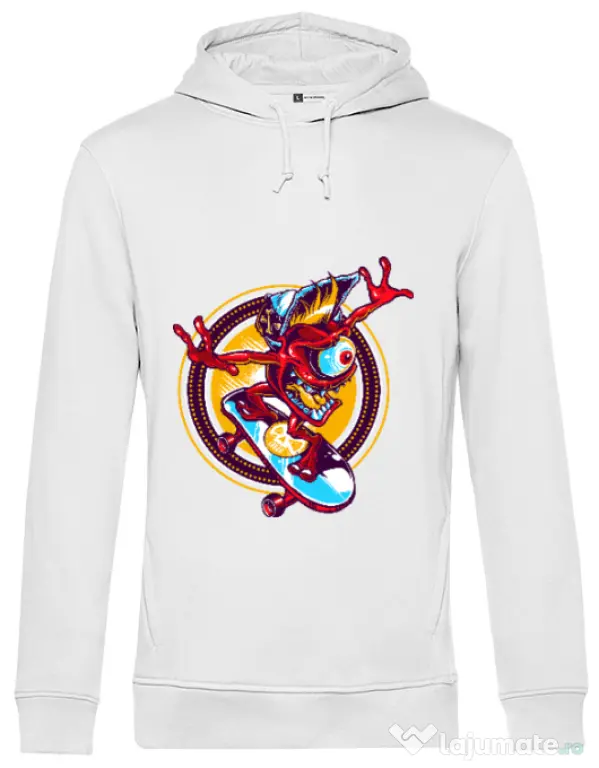 Hoodie barbat cu gluga Cali skate Alb