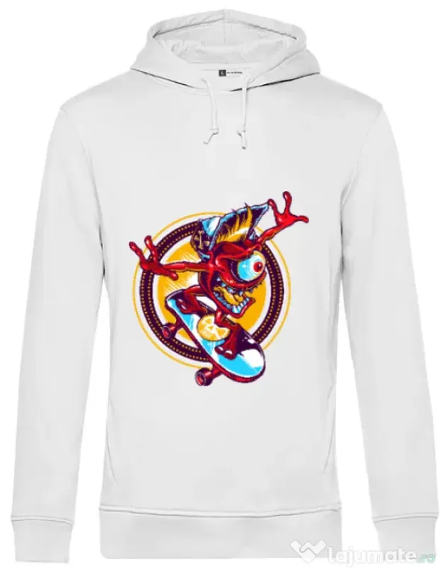 Hoodie barbat cu gluga Cali skate Alb