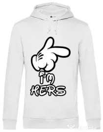 Hoodie barbat cu gluga I am hers Alb