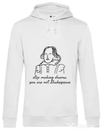 Hoodie barbat cu gluga Stop making drama Alb