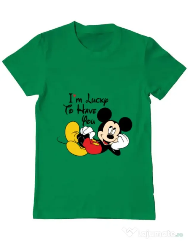 Tricou ADLER barbat Lucky to have you Verde mediu