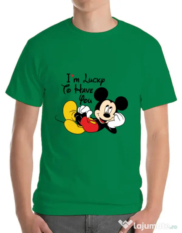 Tricou ADLER barbat Lucky to have you Verde mediu