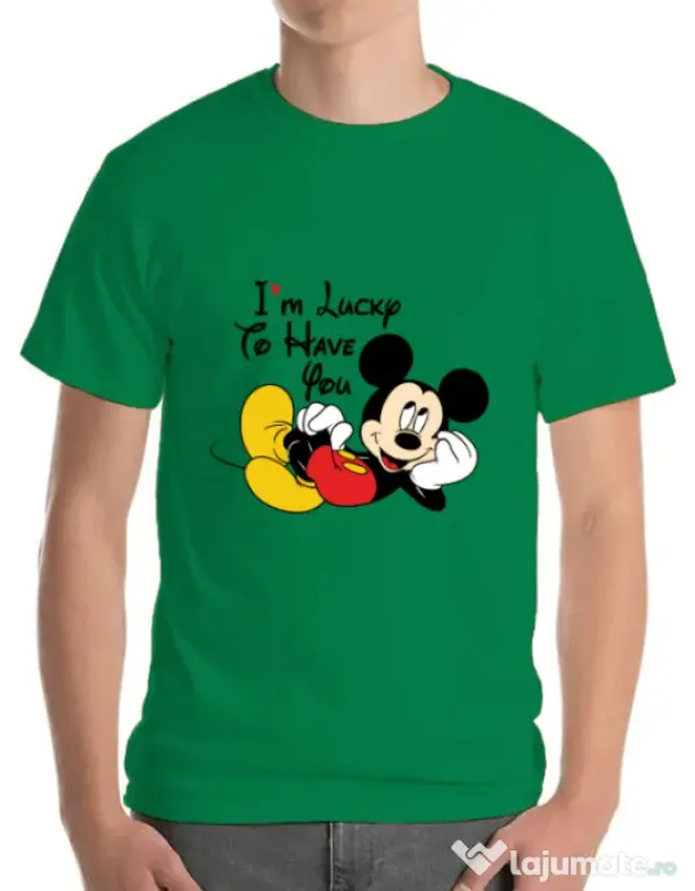 Tricou ADLER barbat Lucky to have you Verde mediu